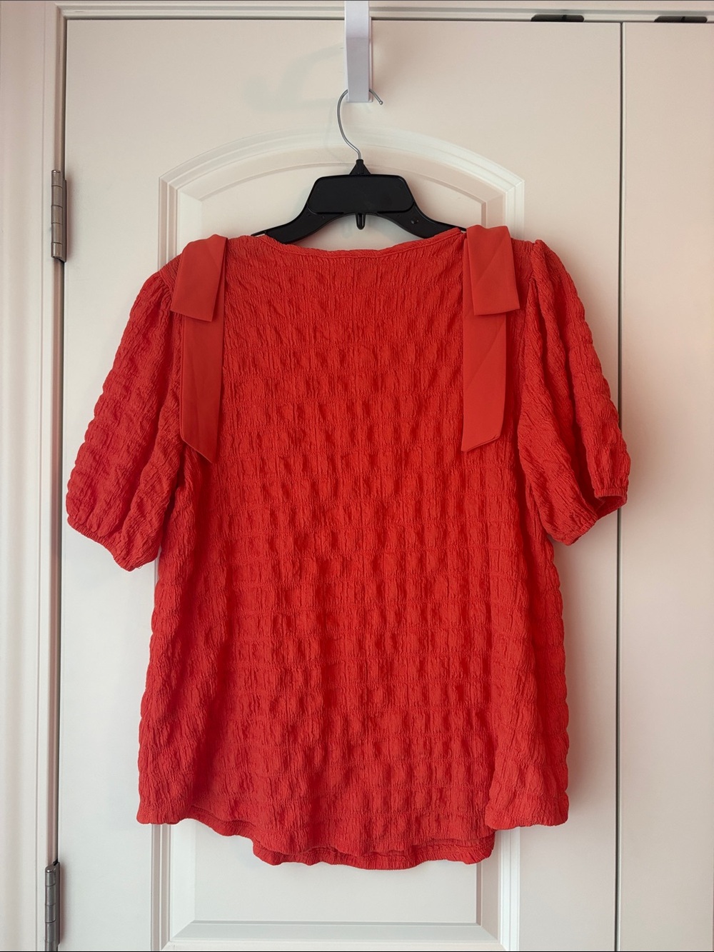 Cato Orange Textured Square-Neck Top with Shoulder Ties Size Medium - Picture 5 of 8